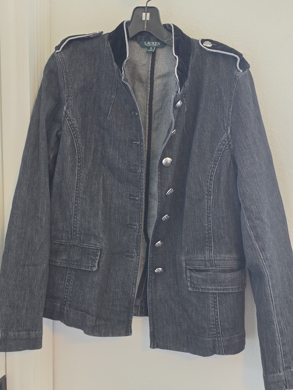 Lauren Ralph Lauren Men’s Black Denim Military-Style Jacket